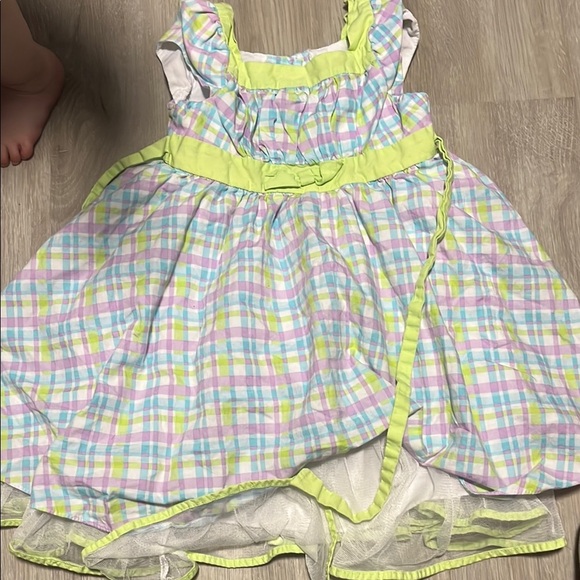 Pastel Plaid Dress with Lime Accents - Picture 1 of 1